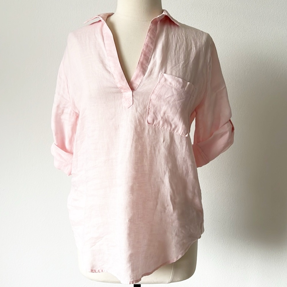 Side Stitch 10”% Linen Blouse - Picture 8 of 13